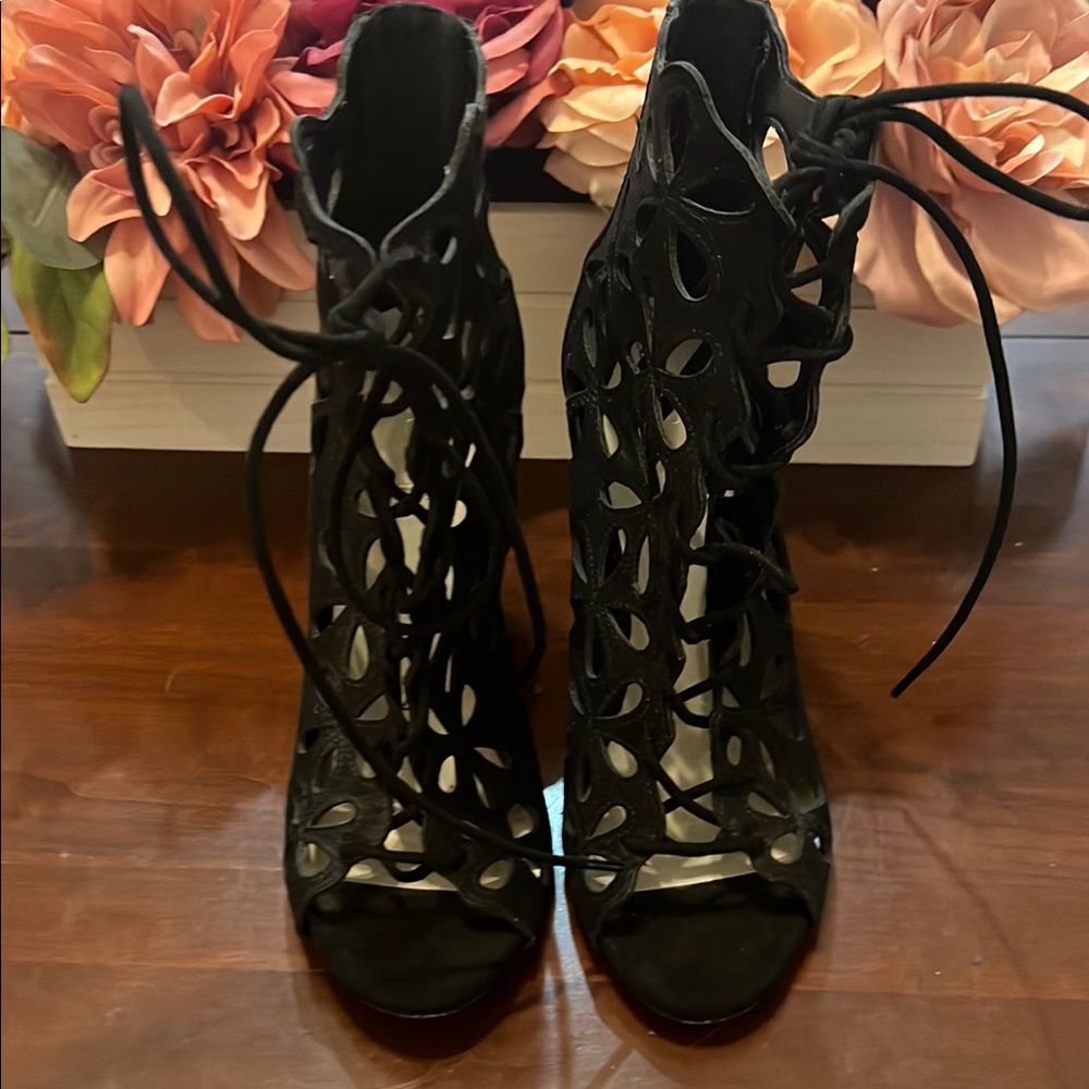 Aldo Black Lace-Up Women's Boots
